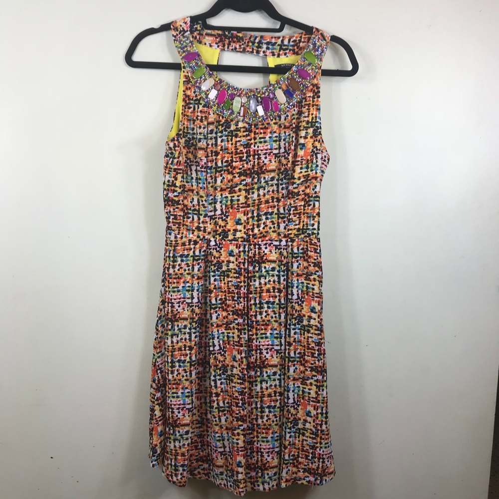 XOXO Multi Print Fit & Flare Dress, Sz Med